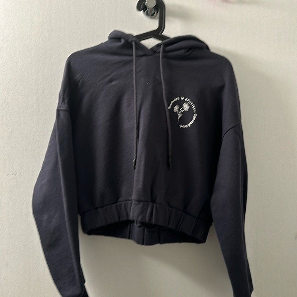 Navy Blue Cropped Sweatshirt